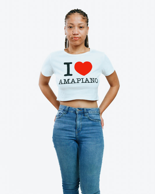 I Love Amapiano Crop Top White