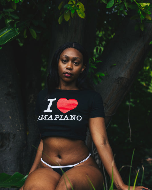I Love Amapiano Crop Top Black