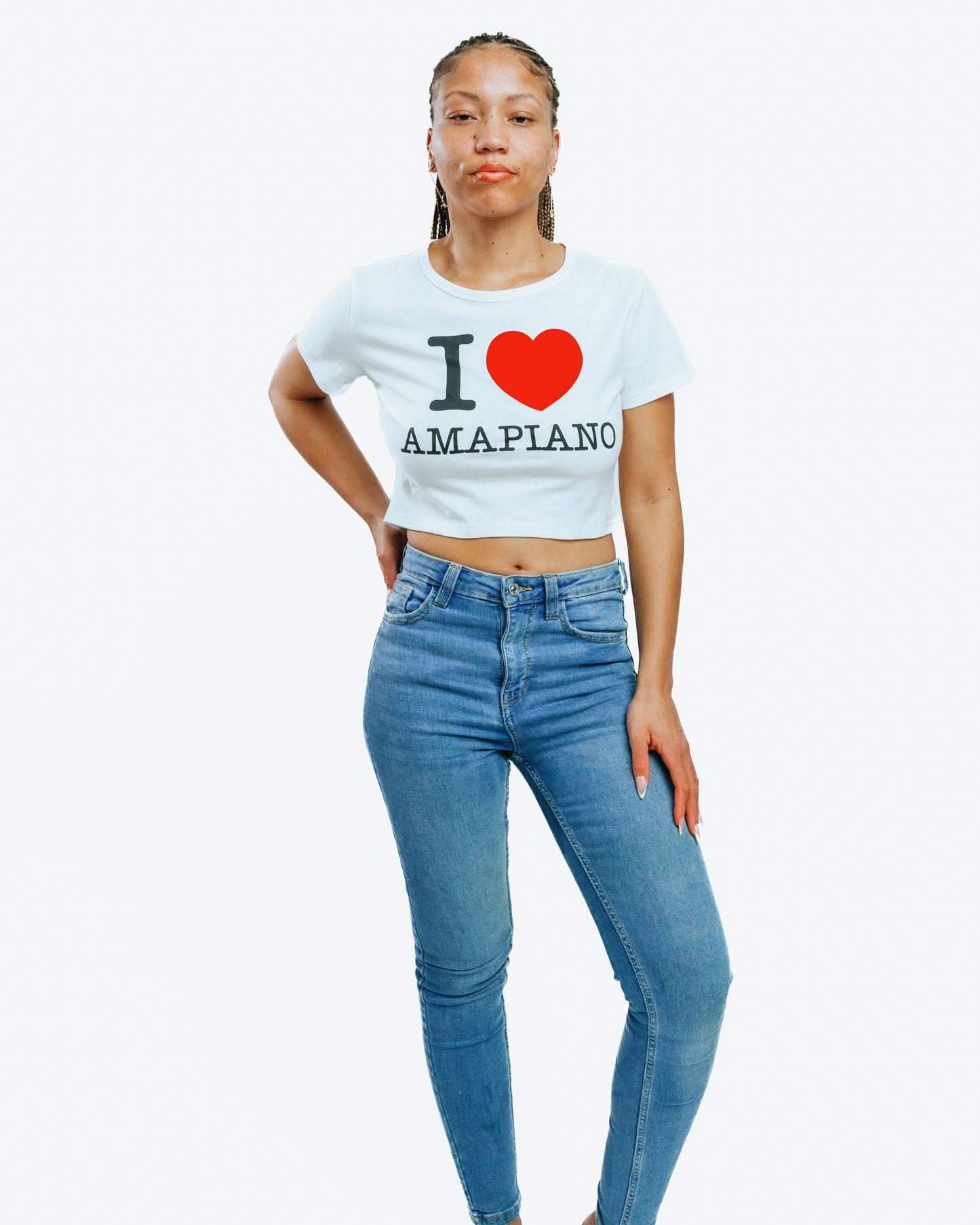 I Love Amapiano Crop Top White
