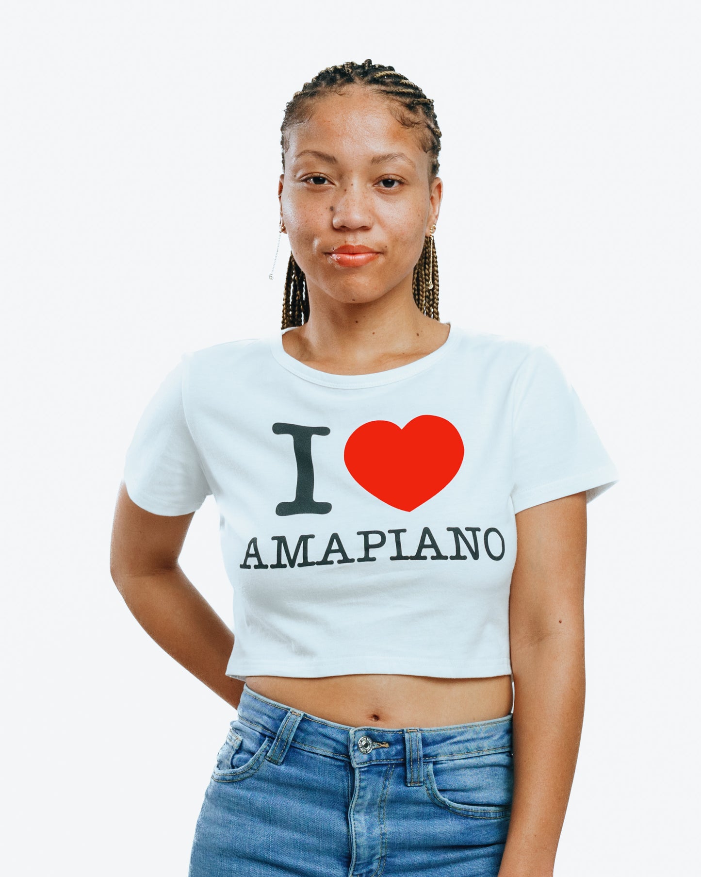 I Love Amapiano Crop Top White