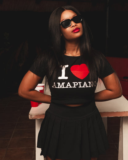 I Love Amapiano Crop Top Black